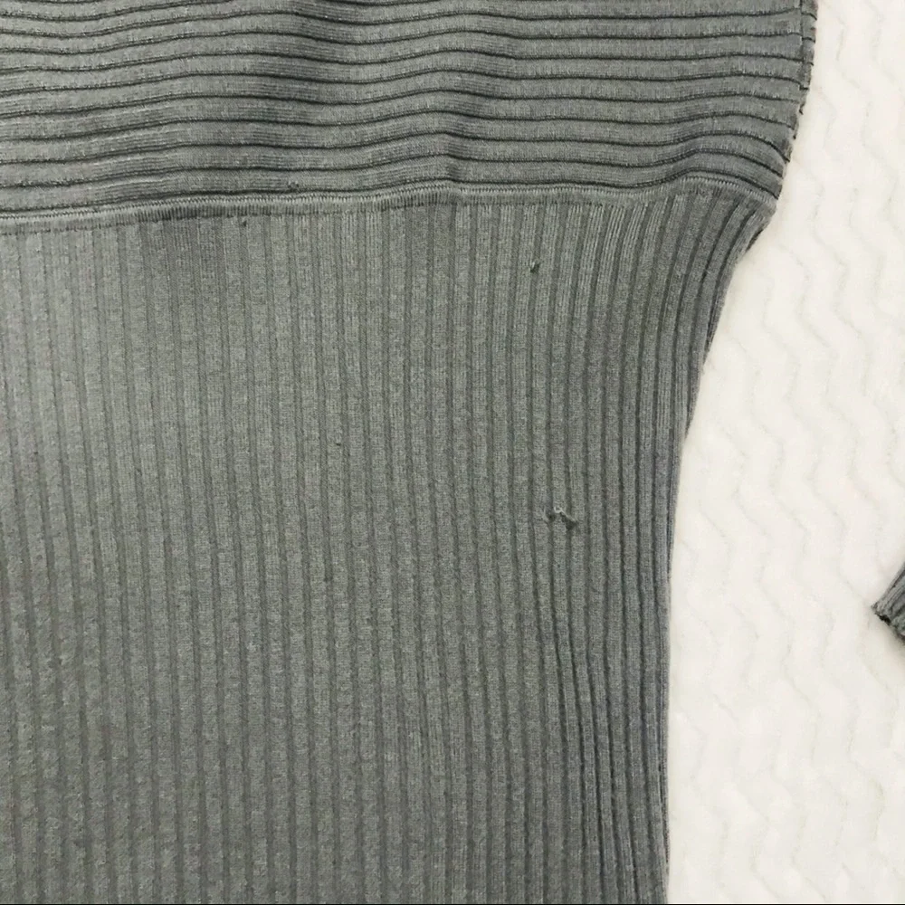 Ashley Stewart Gray Ribbed V-Neck Sweater - Picture 6 of 6